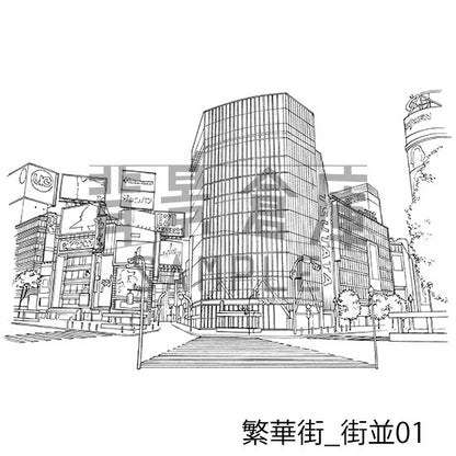 繁華街_セット1（街並）