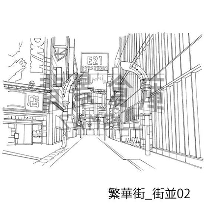 繁華街_セット1（街並）