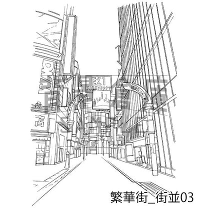 繁華街_セット1（街並）