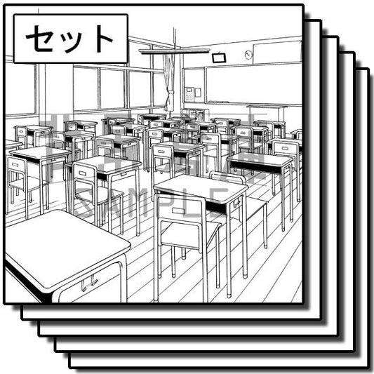 学校の教室背景セット（6枚組）