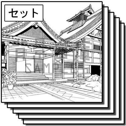寺院の外観セット(7枚組)
