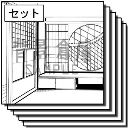 和風の室内セットです。（6枚組）