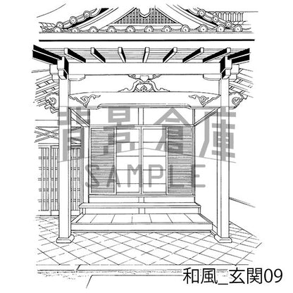 和風_セット12（門 玄関）