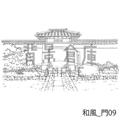 和風_セット12（門 玄関）