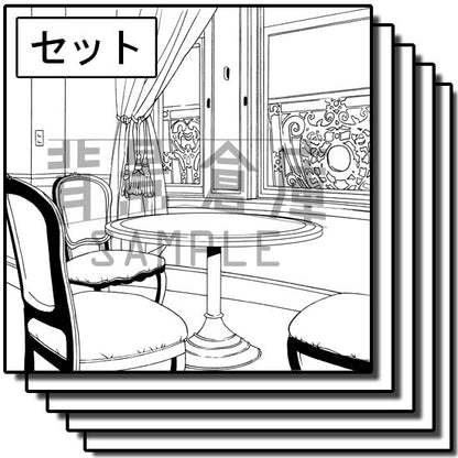 西洋風の室内を収録したセットです。（10枚組）