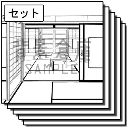 和風の室内と階段のセットです。（10枚組）