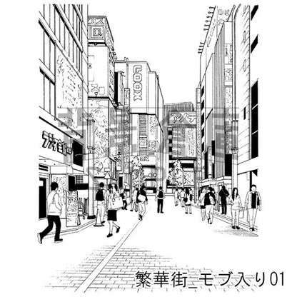 モブの入った繁華街の街並です。