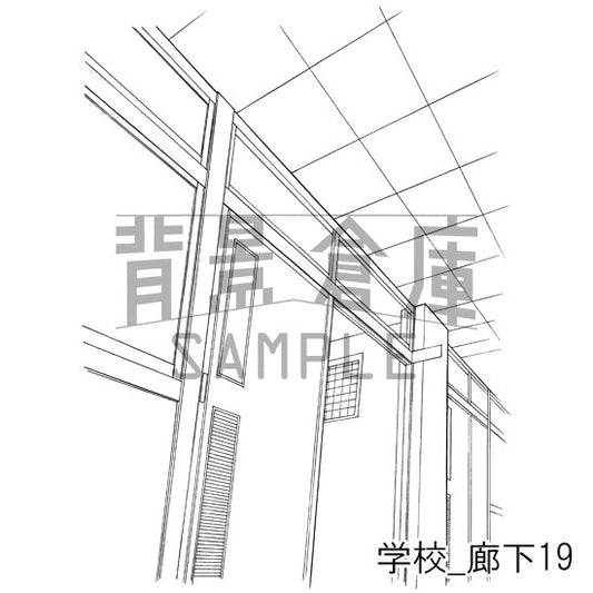 学校の廊下の背景です。