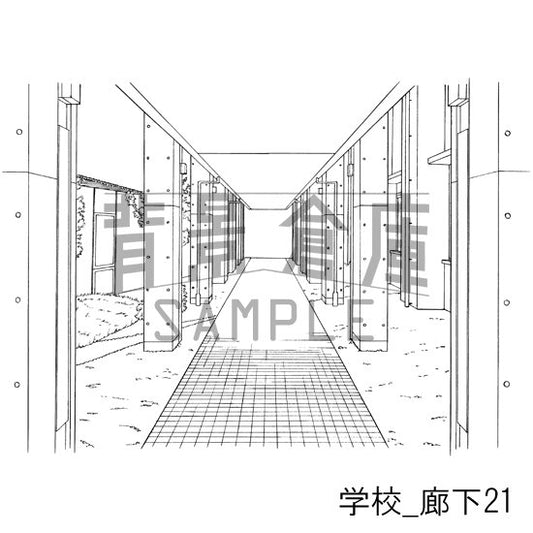 学校の廊下の背景です。