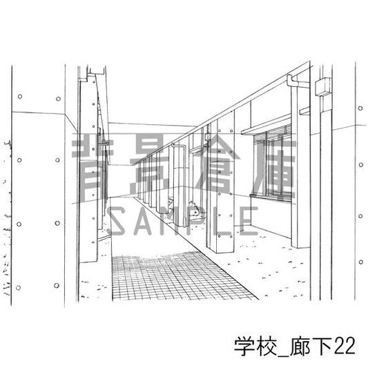 学校の廊下の背景です。