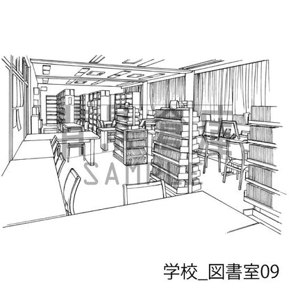 学校の図書室です。