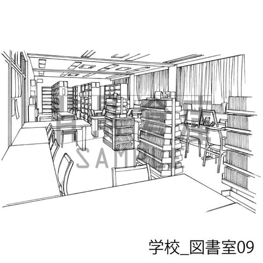 学校の図書室です。