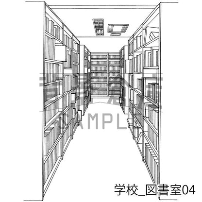学校_セット23（図書室）