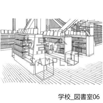 学校_セット23（図書室）