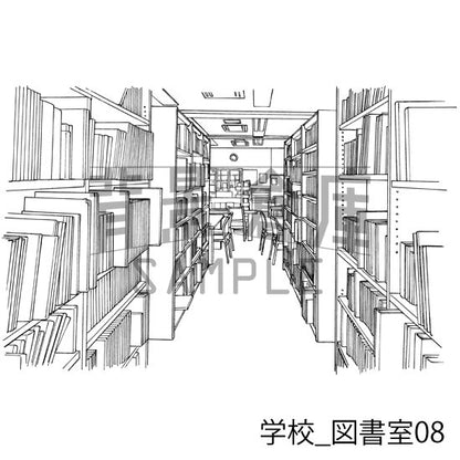 学校_セット23（図書室）