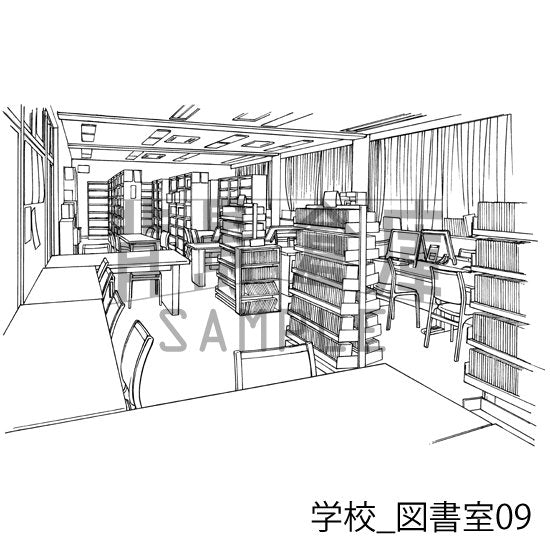 学校_セット23（図書室）