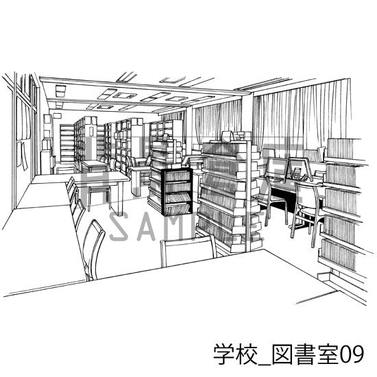 学校_セット23（図書室）