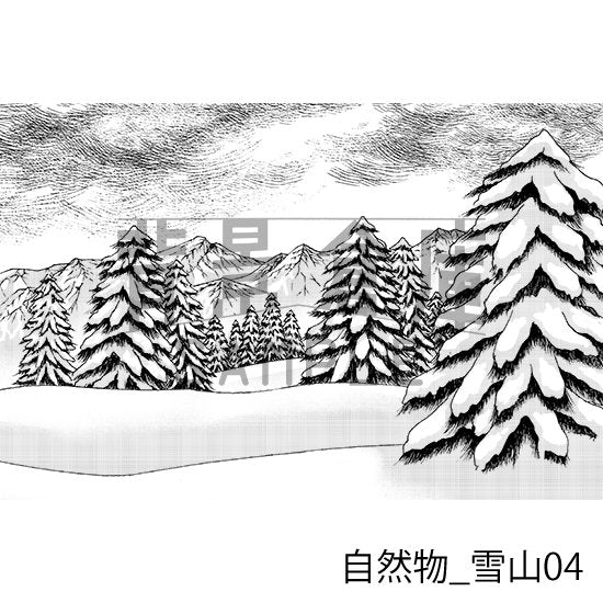 雪山の背景です。（トーン処理済み）