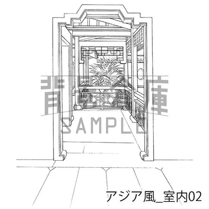 アジア風建物の背景です。