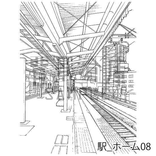 駅のホームの背景です。