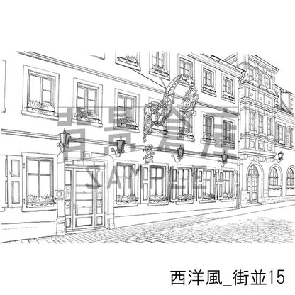 西洋風の街並の背景です。