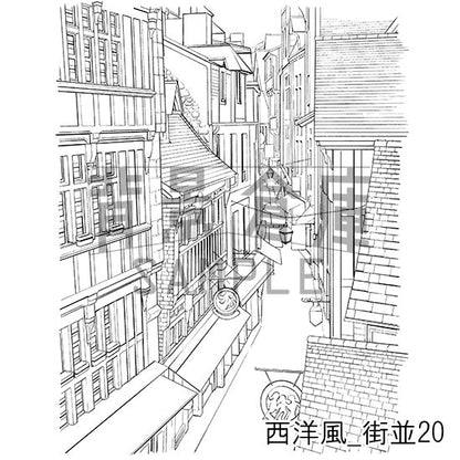 西洋風の街並の背景です。