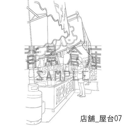 お祭りの屋台の背景です。