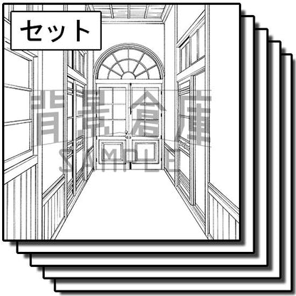 明治大正風の屋内のセットです。（10枚組）
