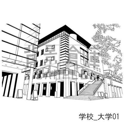学校の背景集_セット28（大学）