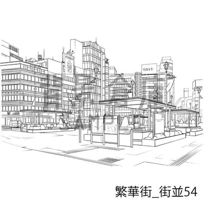 繁華街の背景集_セット9（街並）