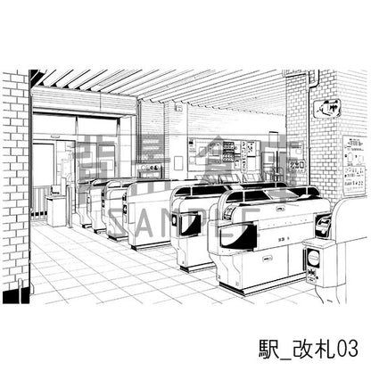 駅の背景集_セット3（改札 外観）