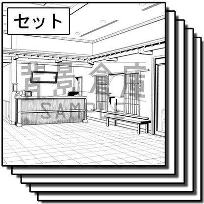 温泉の背景セットです。（4枚組）