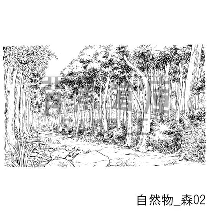 自然物の背景集_セット1（森）_トーン