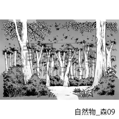 森の背景（トーンつき）です。