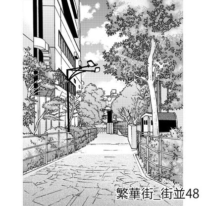 繁華街の背景集_セット8（街並）_トーン