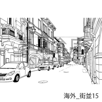 海外の背景集_セット3（街並）_トーン