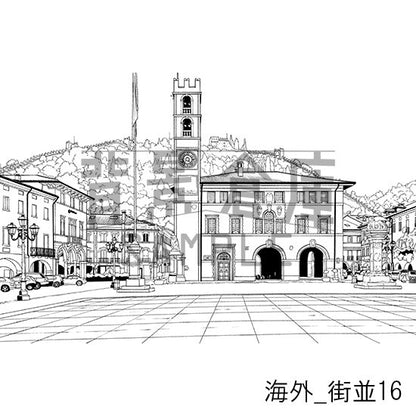 海外の背景集_セット3（街並）_トーン