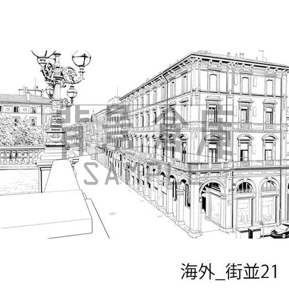 海外の背景集_セット4（街並）_トーン