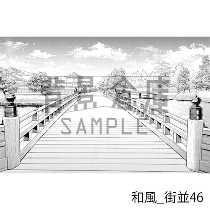 和風の街並（トーンつき）です。