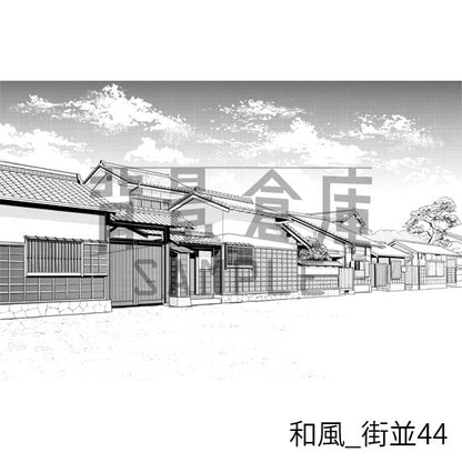 和風の背景集_セット25（街並）_トーン