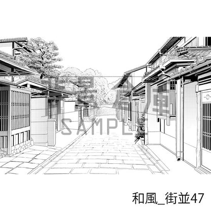 和風の背景集_セット25（街並）_トーン