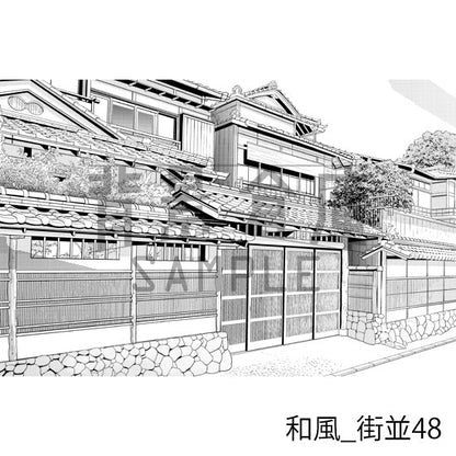 和風の背景集_セット25（街並）_トーン