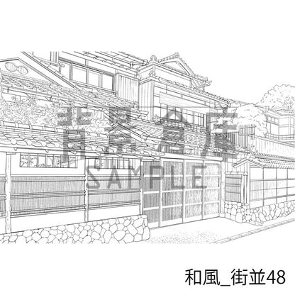 和風の背景集_セット25（街並）_トーン