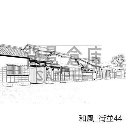和風の背景集_セット25（街並）_トーン