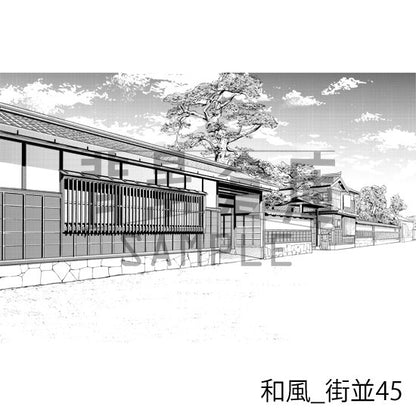 和風の背景集_セット25（街並）_トーン