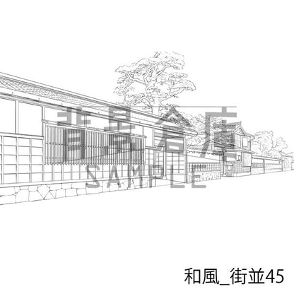 和風の背景集_セット25（街並）_トーン