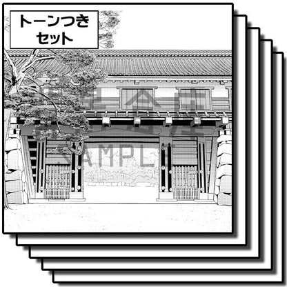 和風の外観セット（トーンつき）です。（5枚組）