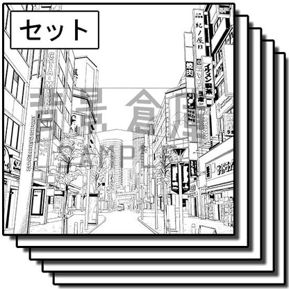 繁華街の街並セットです。（6枚組）