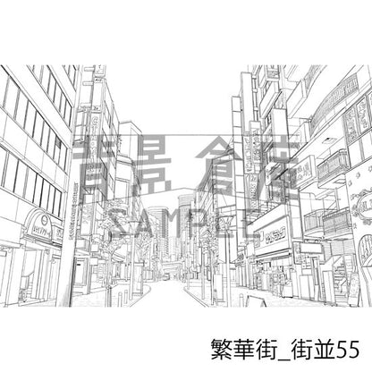 繁華街の背景集_セット10（街並）