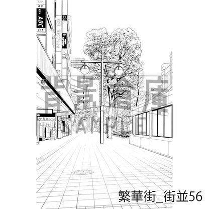 繁華街の背景集_セット10（街並）